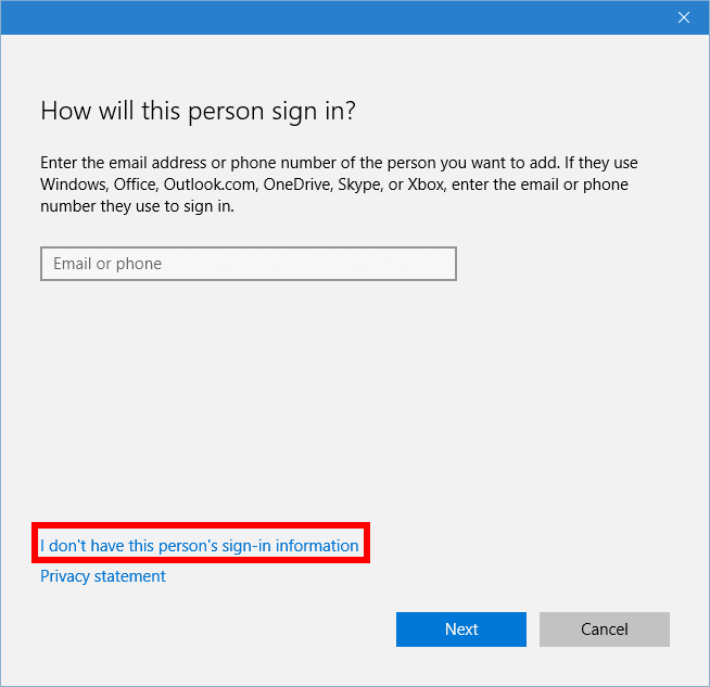 Windows 10 maakt het moeilijk om een ​​lokaal account aan te maken.