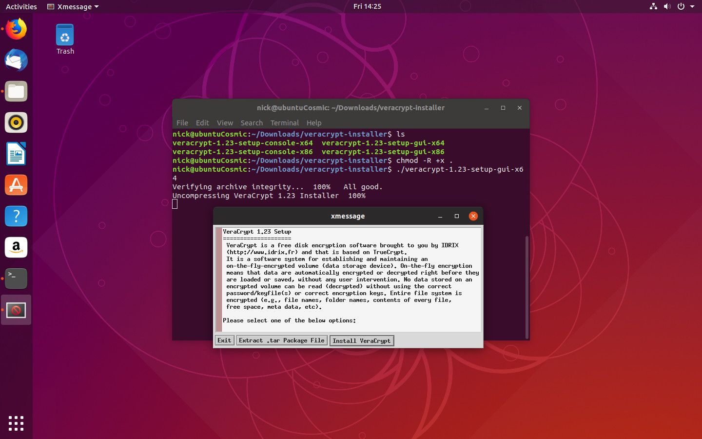VeraCrypt-installatieprogramma op Linux