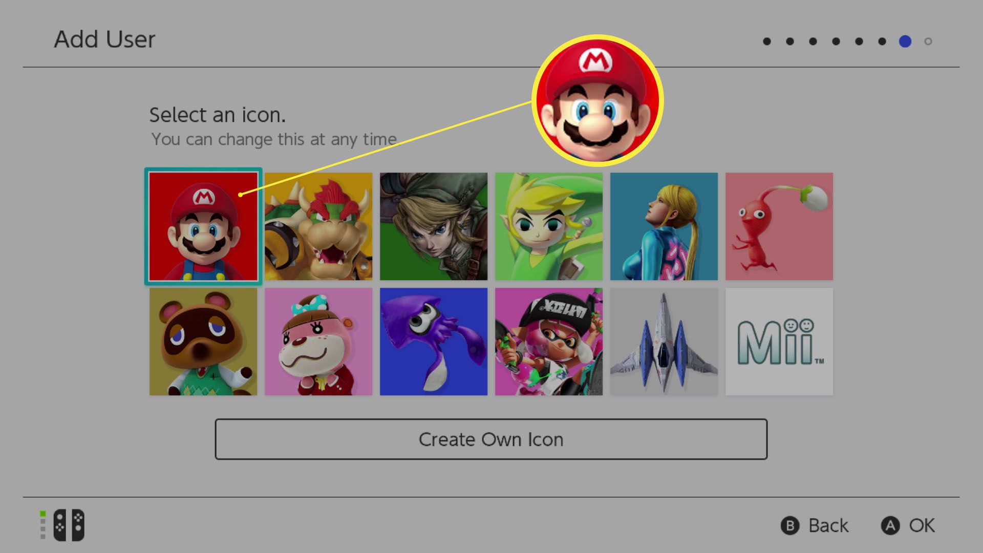 Nintendo Switch-configuratie Scherm Gebruiker toevoegen