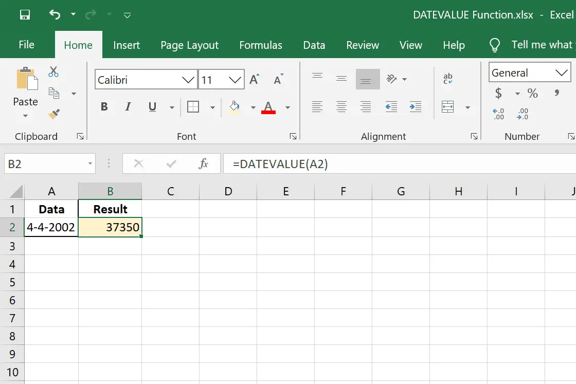 DATEVALUE-functie met serieel datumresultaat