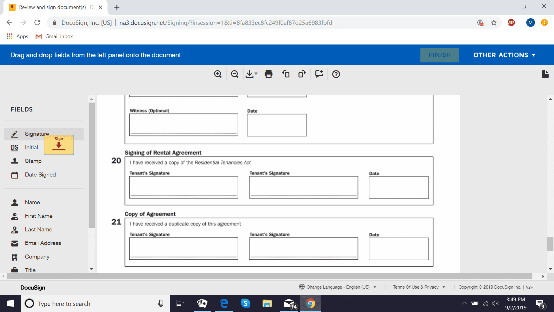 DocuSign handtekening toevoegen