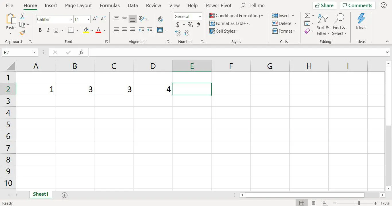 Een screenshot met voorbeeldgegevens die worden gebruikt om de modus van een gegevensset in Excel te berekenen