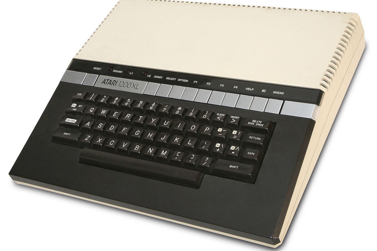 Atari 1200XL-thuiscomputer van bovenaf gezien