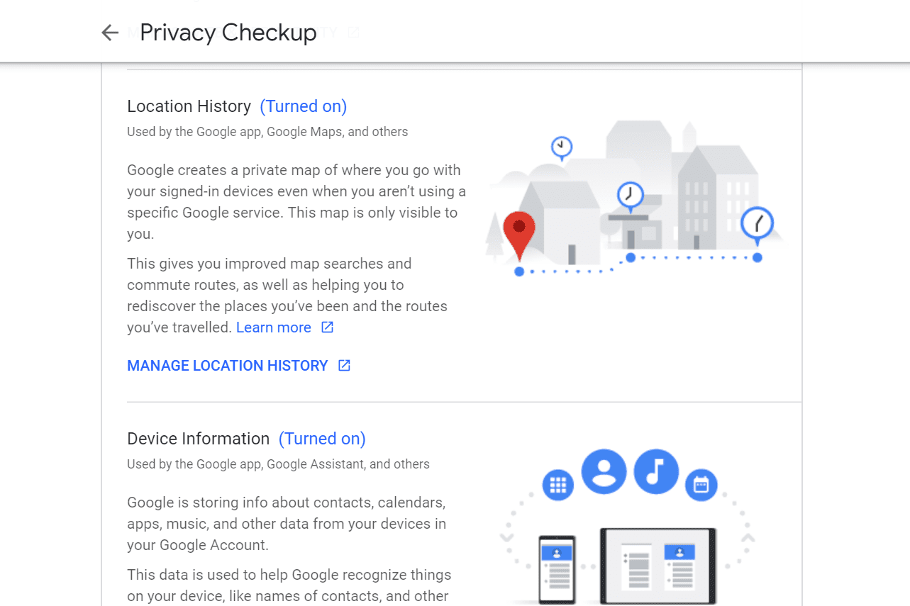 Privacy Checkup-pagina in een Google-account