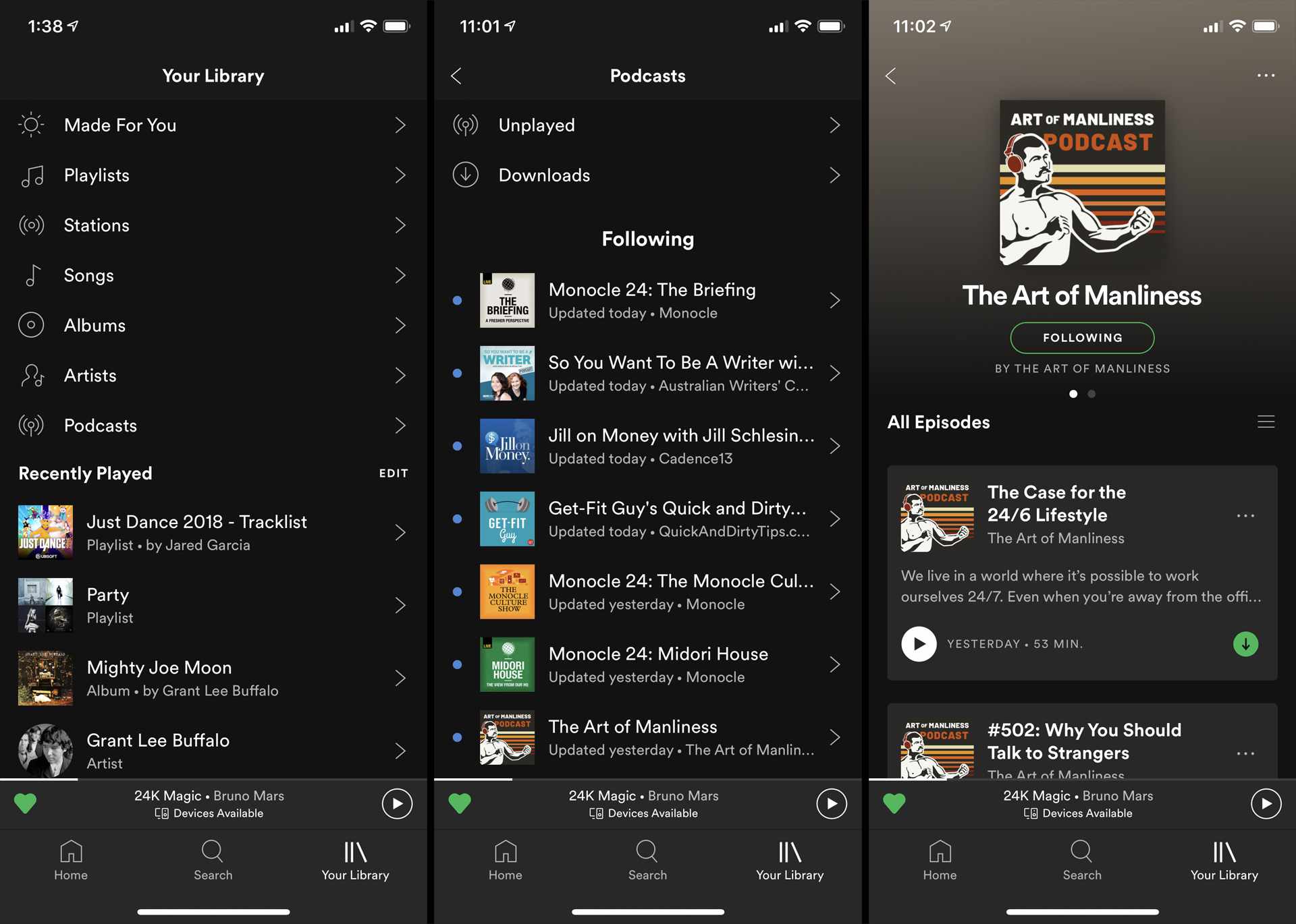 Podcastafleveringen downloaden in de iOS Spotify-app op iPhone.