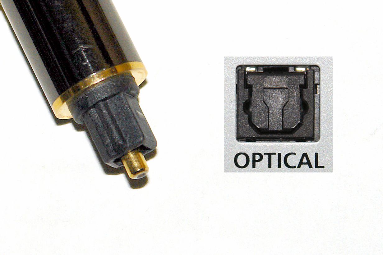Voorbeeld van een digitale optische kabeltip en aansluiting