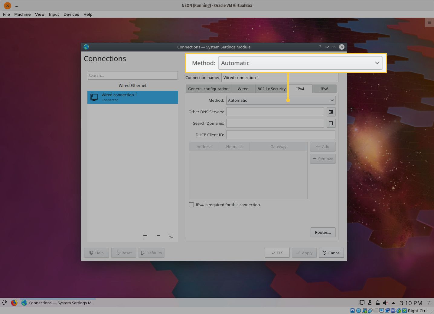 Screenshot van het KDE Connections IPv4-venster.
