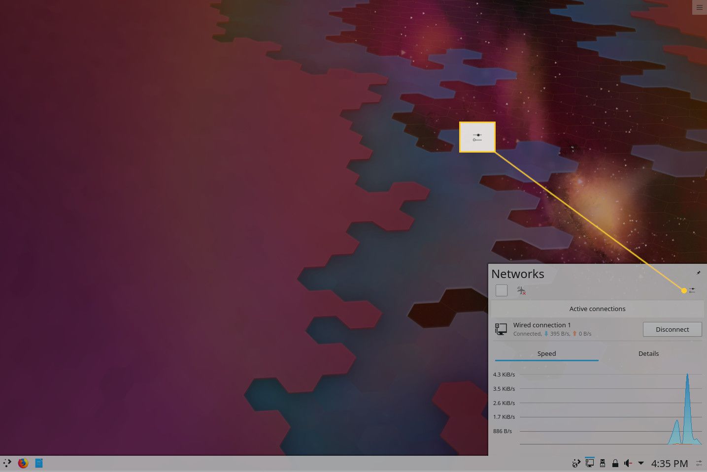 Screenshot van de KDE Plasma Networks pop-up.