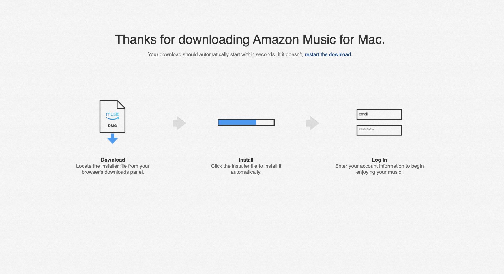 Downloadscherm voor Amazon Music-webapp