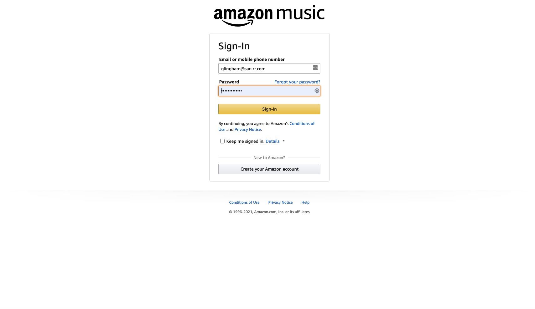 Aanmeldingspagina Amazon-account