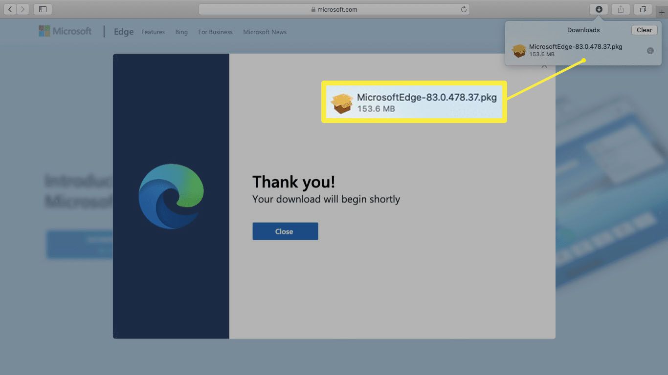 Een screenshot van het starten van een download vanuit Safari.