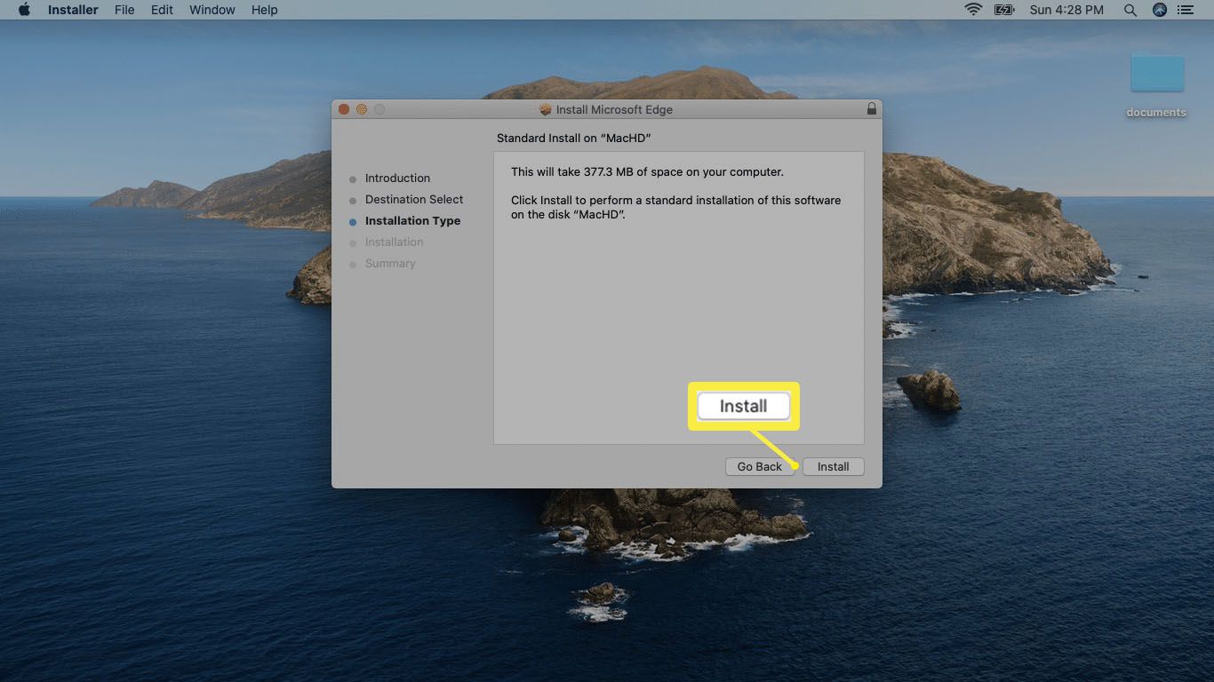 Een screenshot van het macOS Edge-installatieprogramma.