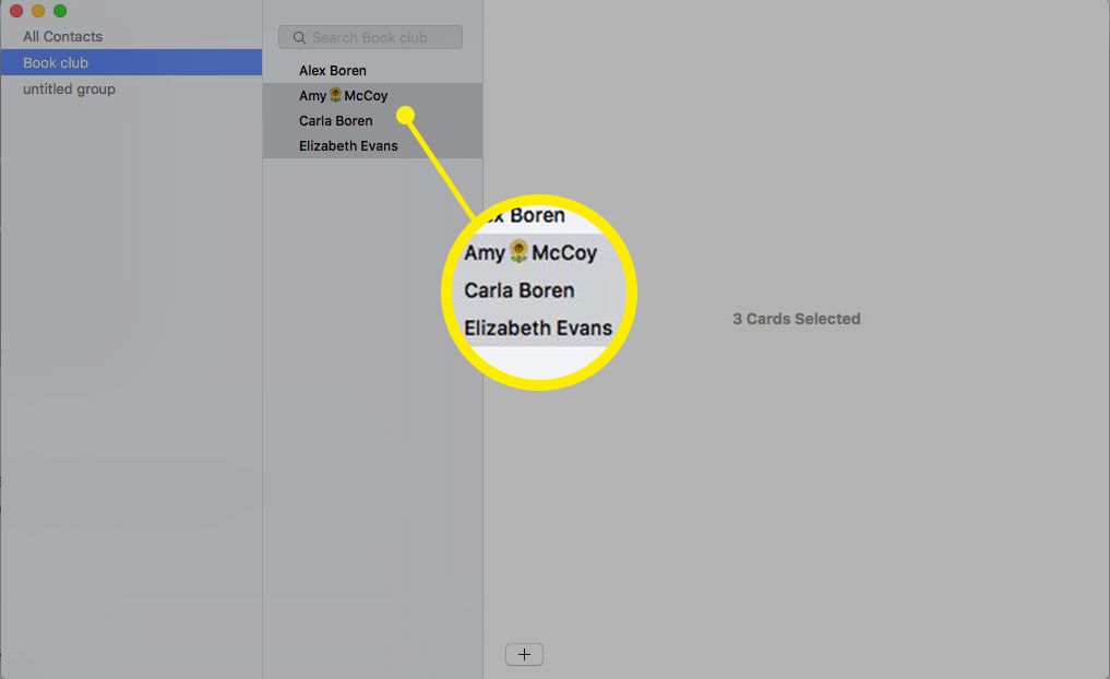 Screenshot van het maken van een groep in Apple Mail.