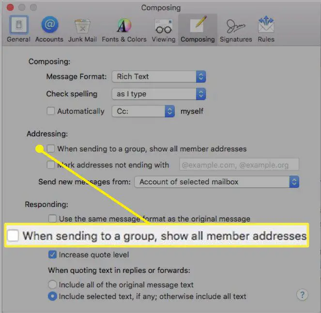 Screenshot van het verzenden van groeps-e-mail in Apple Mail