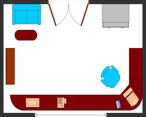L-vorm Home Office-ontwerpvoorbeeld