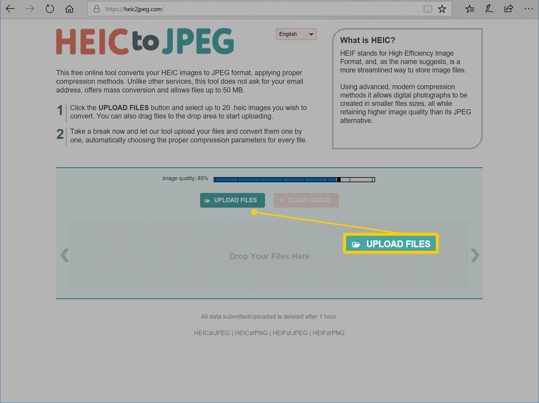 Heic naar JPEG conversie website