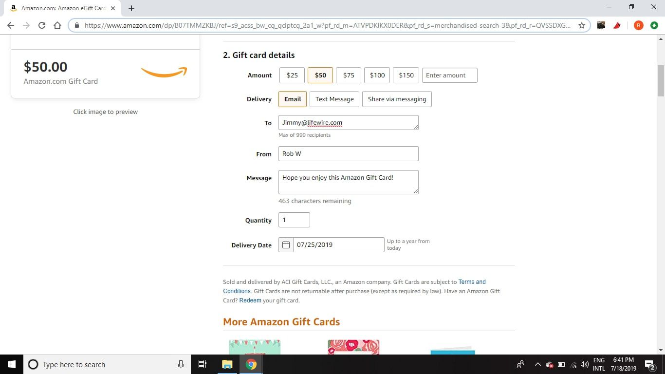 Details van Amazon-cadeaubonnen