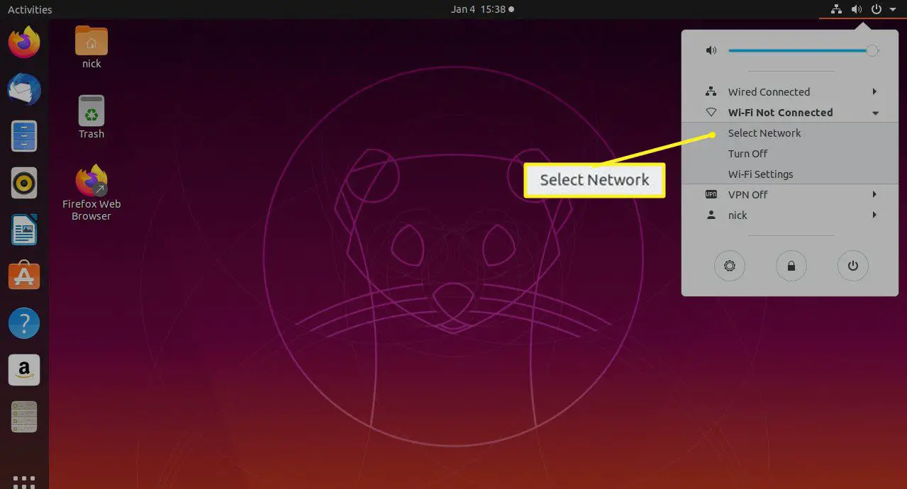 Ubuntu Netwerk selecteren