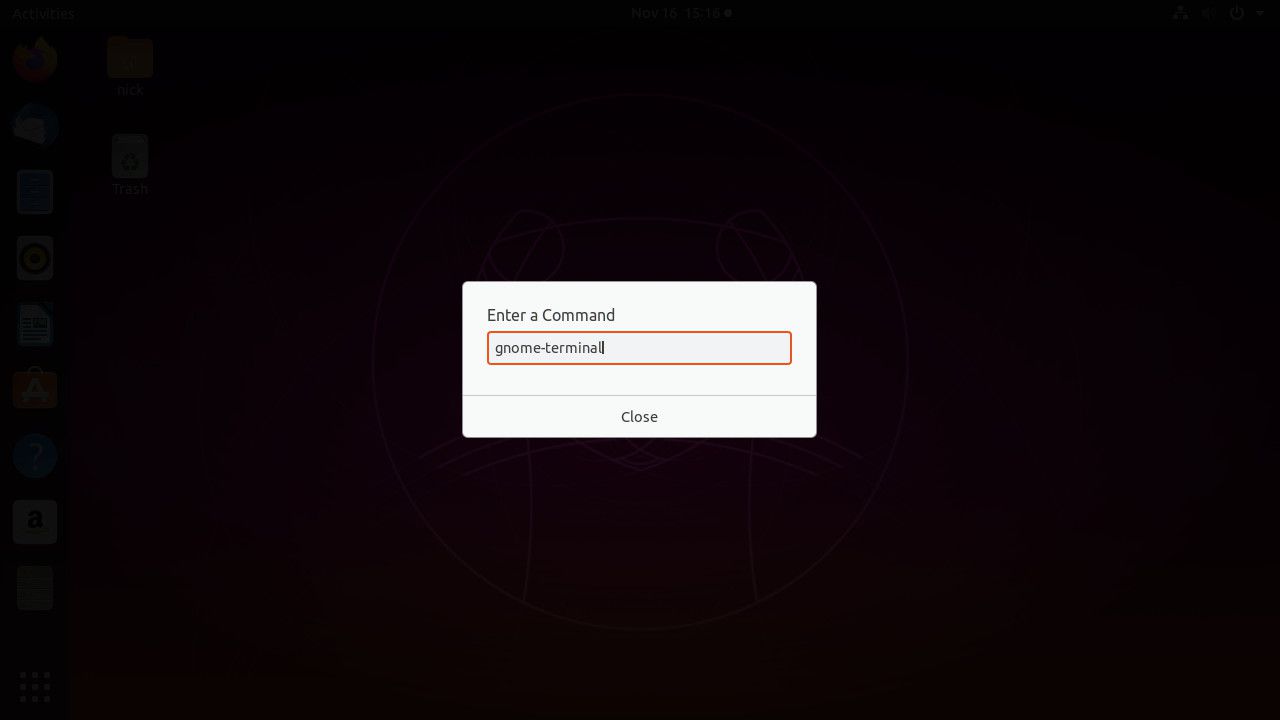 Ubuntu run commando startterminal