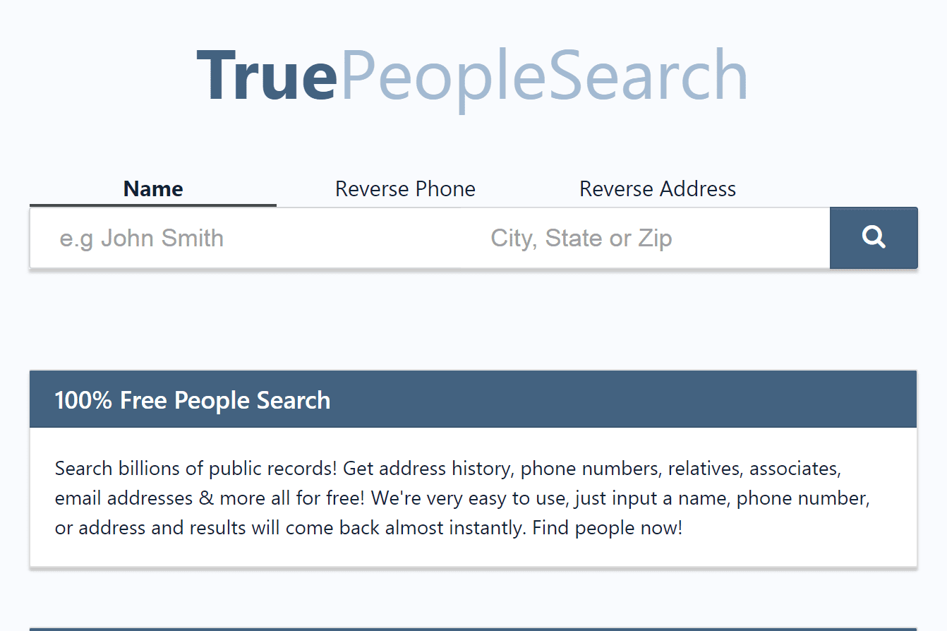 TruePeopleSearch omgekeerde naamzoeker