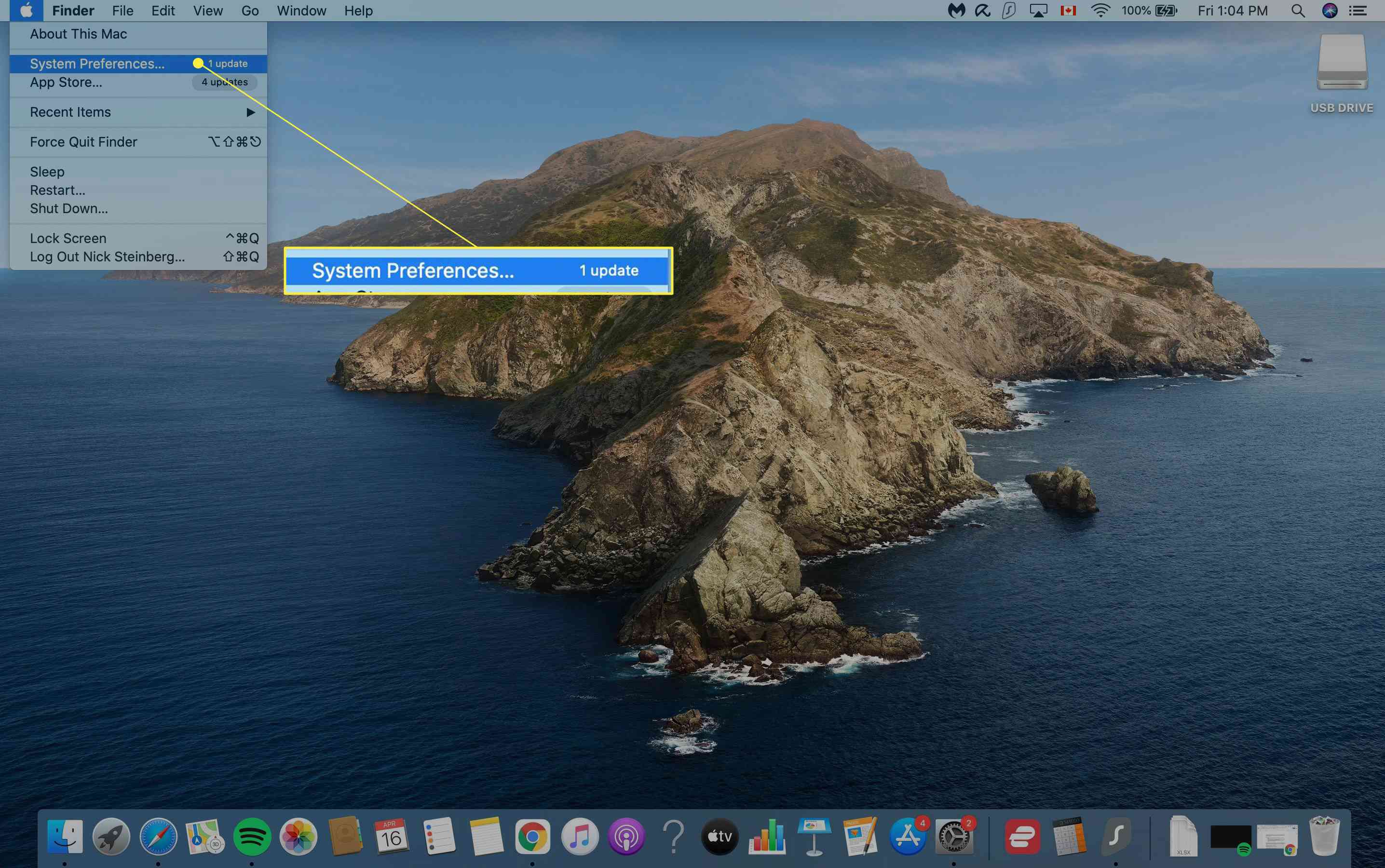 Mac met de systeemvoorkeuren van het Apple-menu gemarkeerd