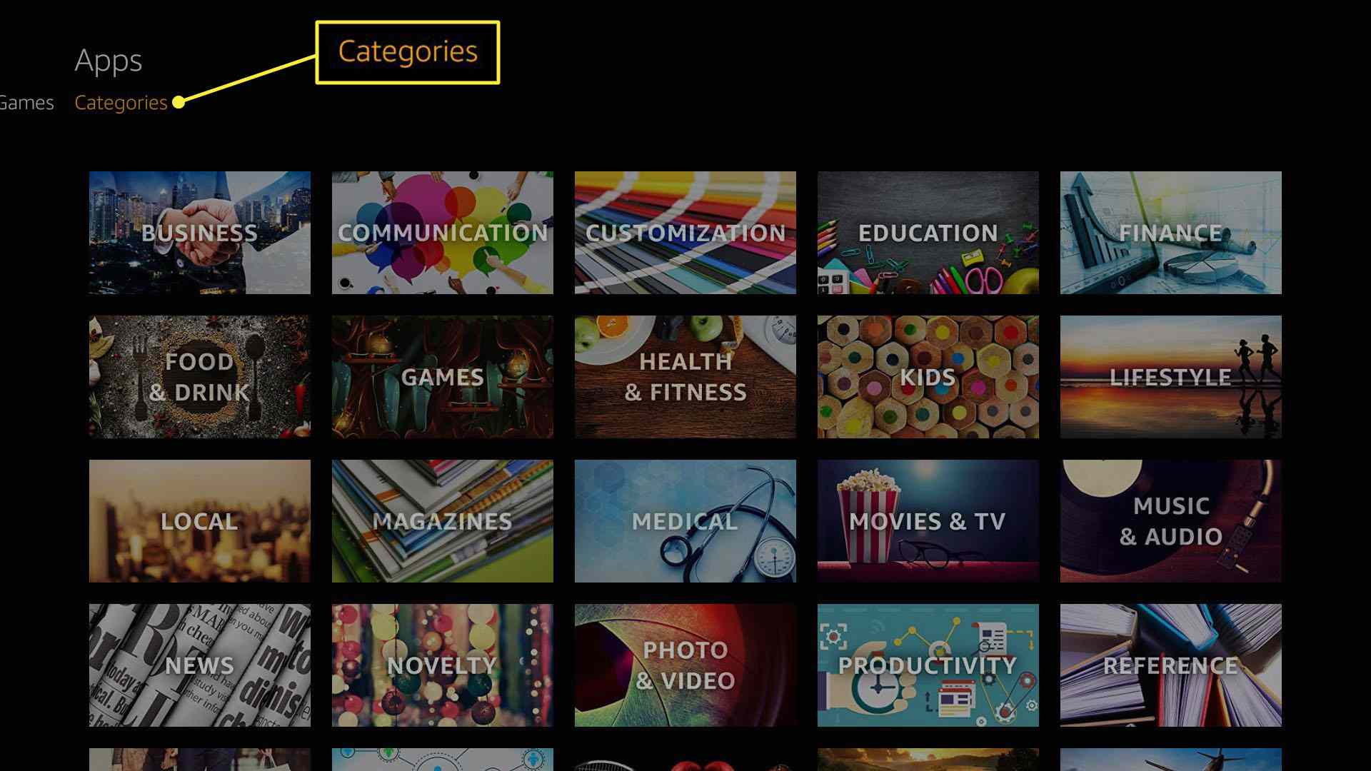 Selecteer apps en categorieën op Fire TV Stick