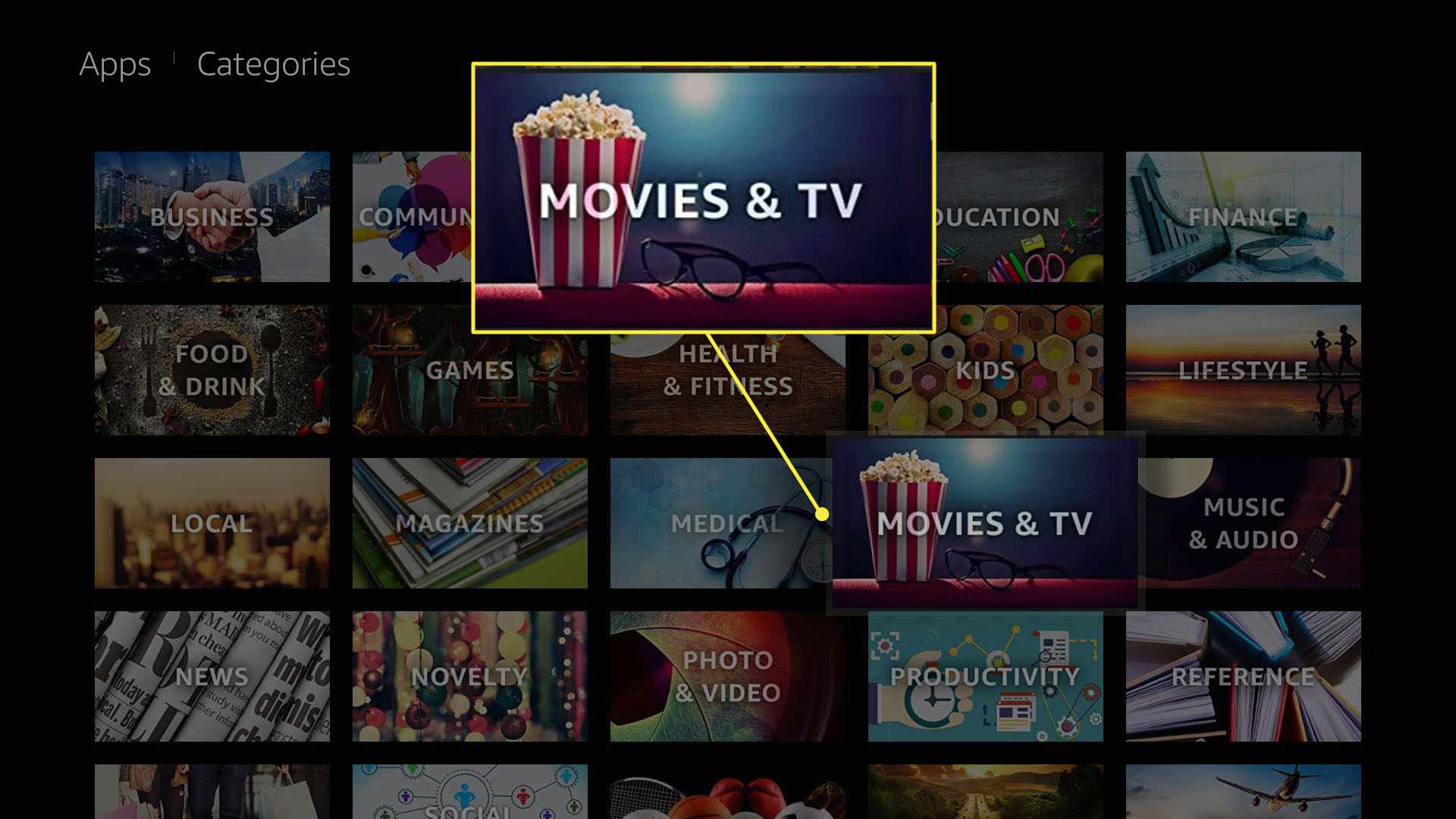 Selecteer Films en tv op Fire TV Stick