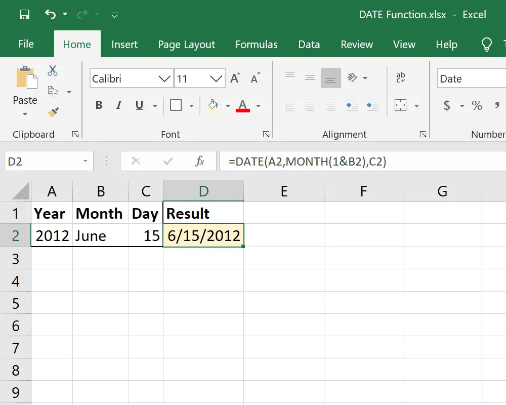 DATUM- en MAAND-functies in één Excel-formule