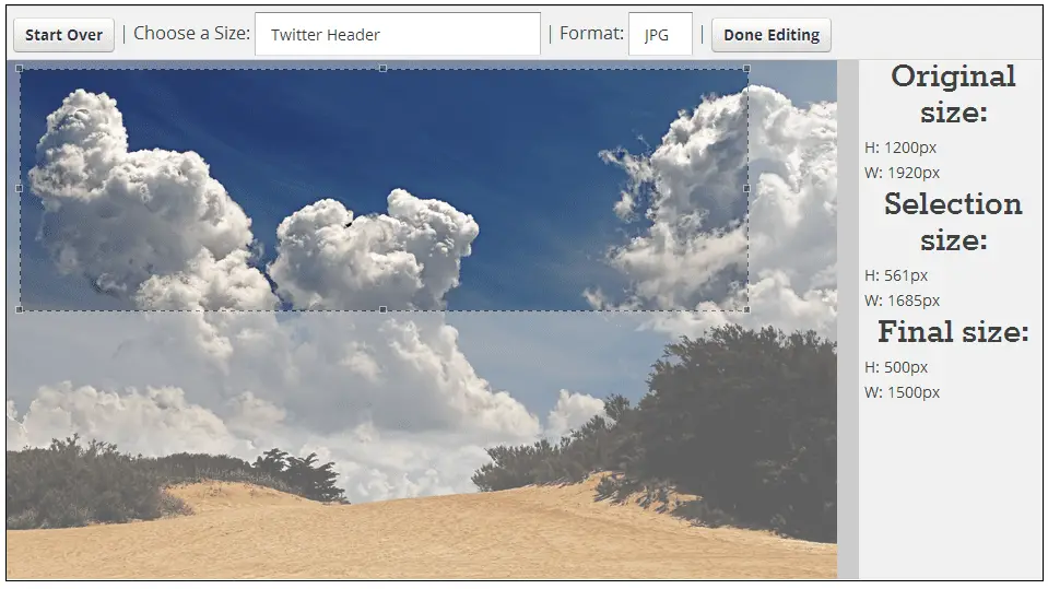 Screenshot van Social Image Resizer Tool