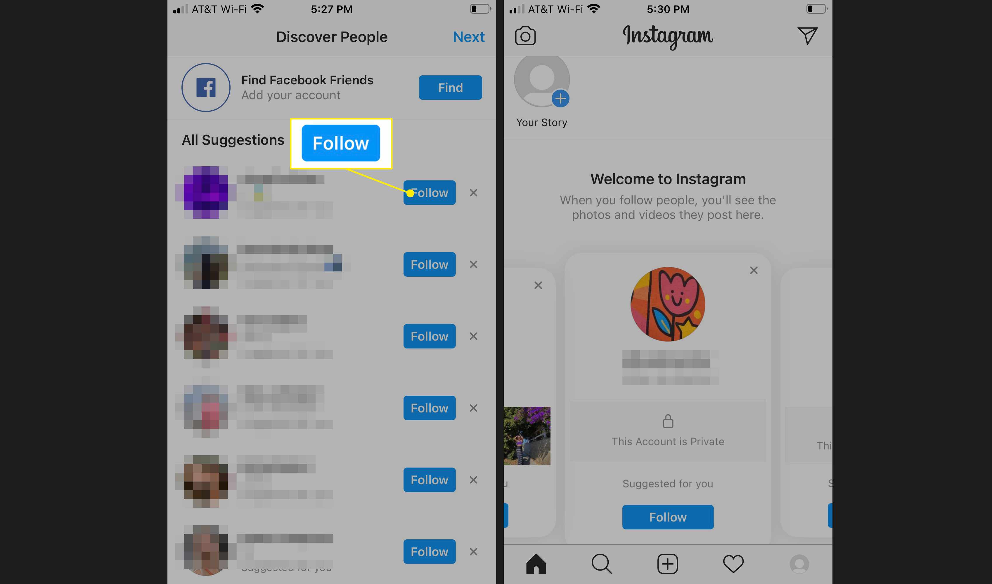Voeg volgers toe aan je Instagram-account als onderdeel van het proces voor het maken van een account