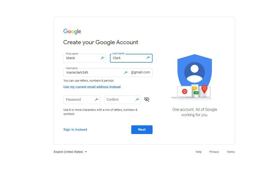 Naaminvoer in Uw Google-account maken