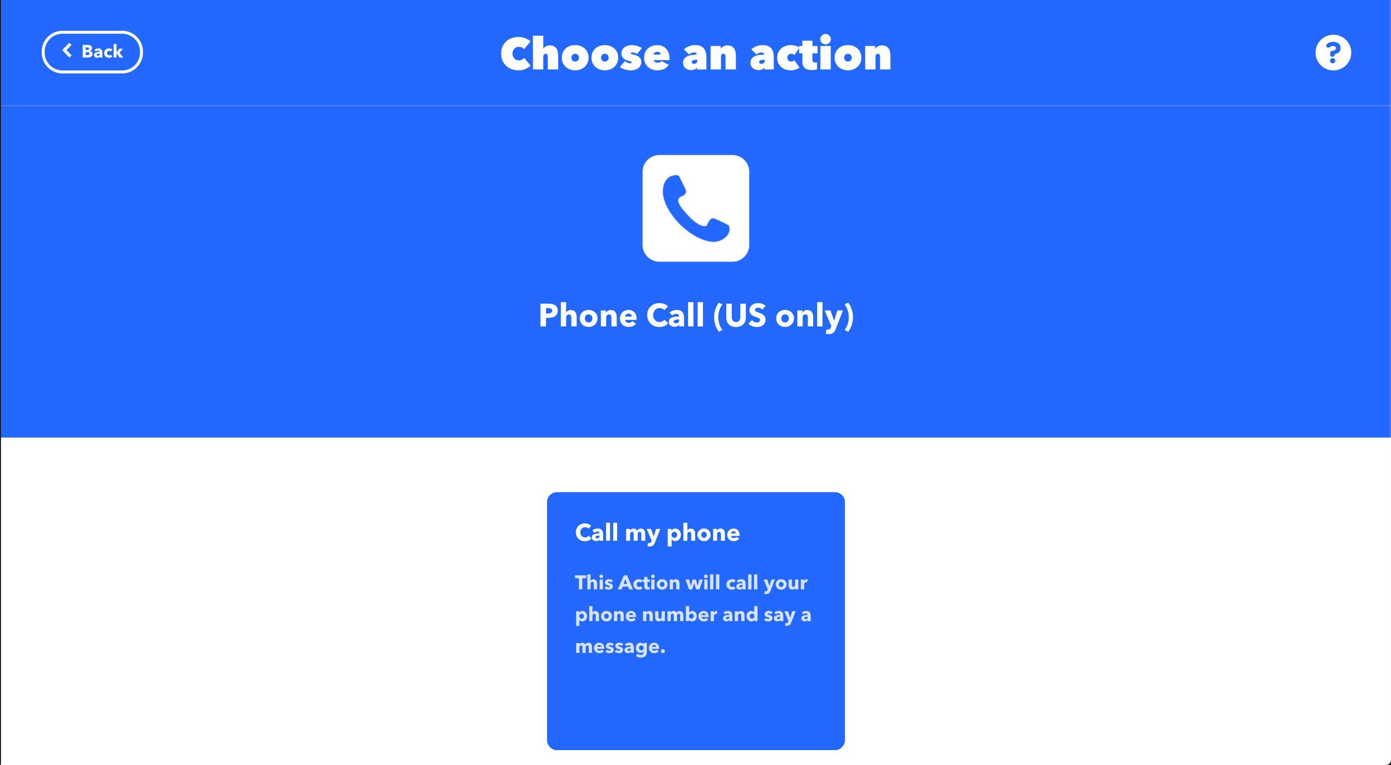 De actie "Bel mijn telefoon" op IFTTT.com
