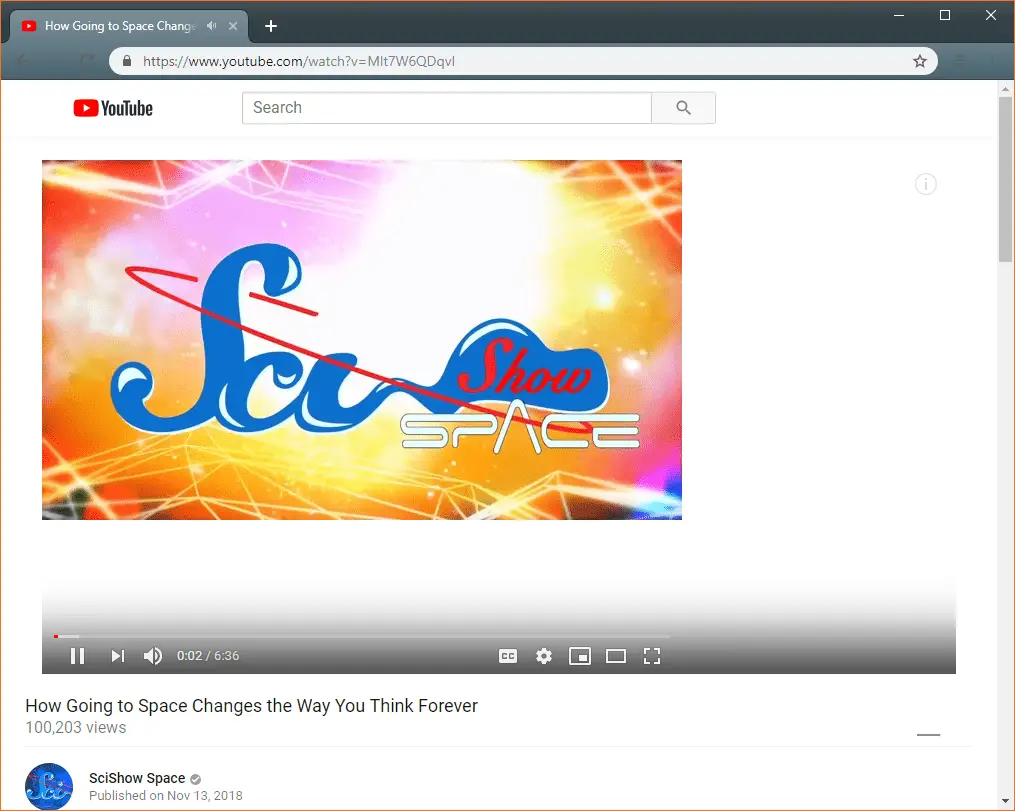 Een screenshot van YouTube in een privé-browservenster.