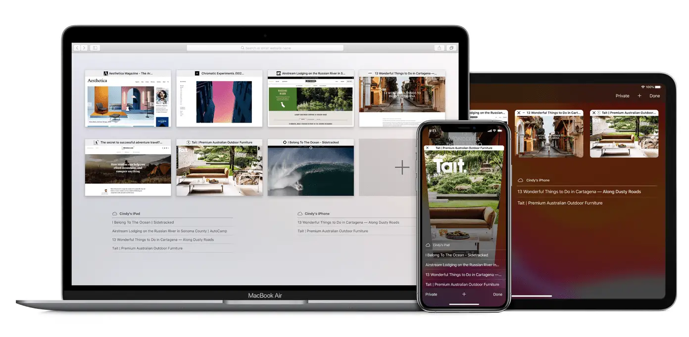Tabweergave van Apple's Safari-browser op iOS en macOS