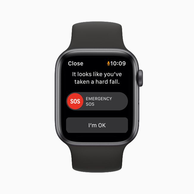 Apple Watch 6 toont een valwaarschuwing.