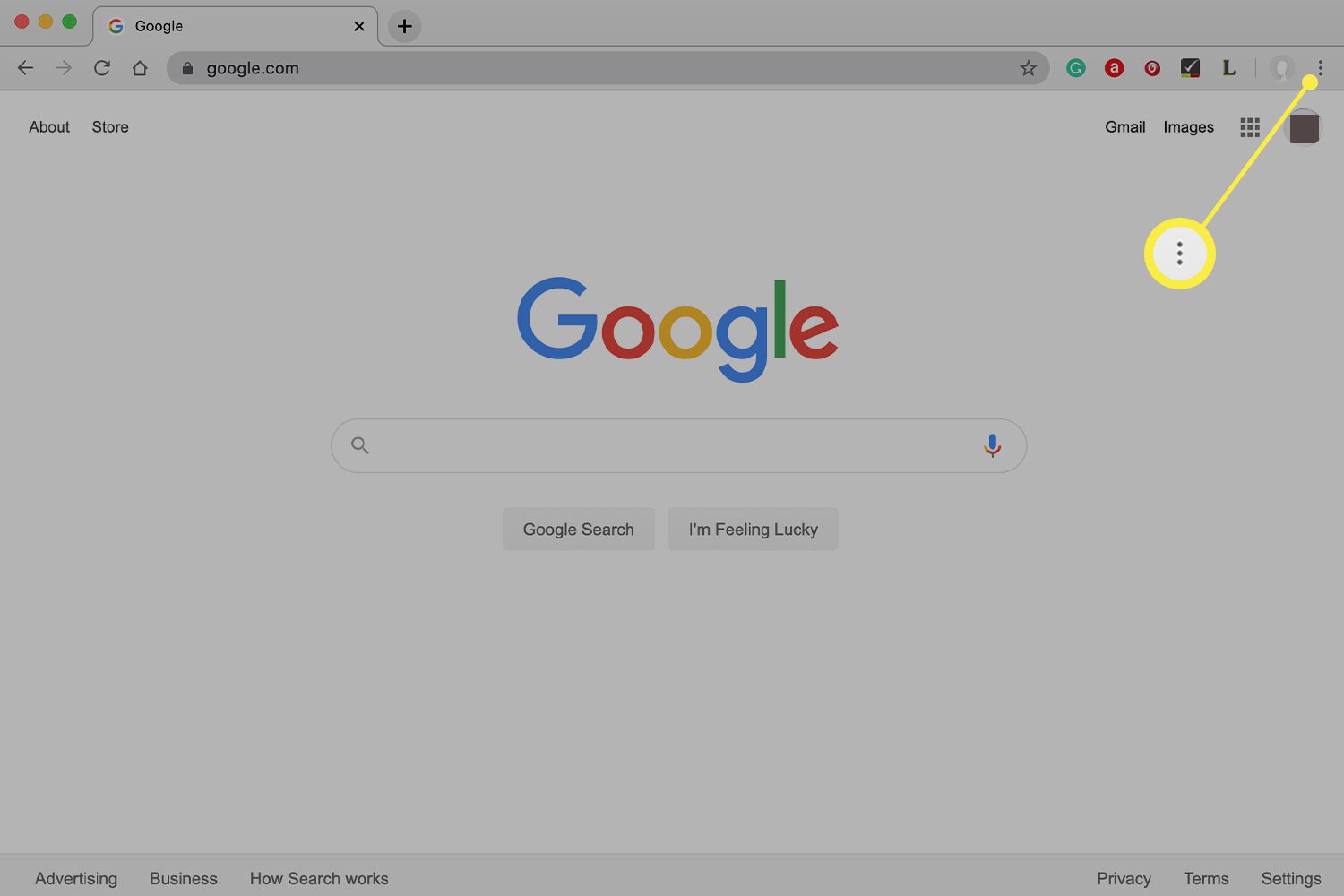 Google-menupictogram met drie stippen