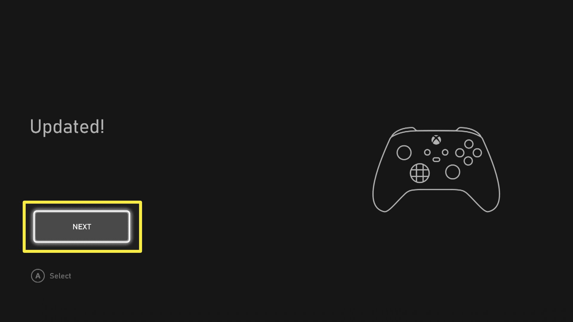 Het dialoogvenster Xbox-controller bijgewerkt