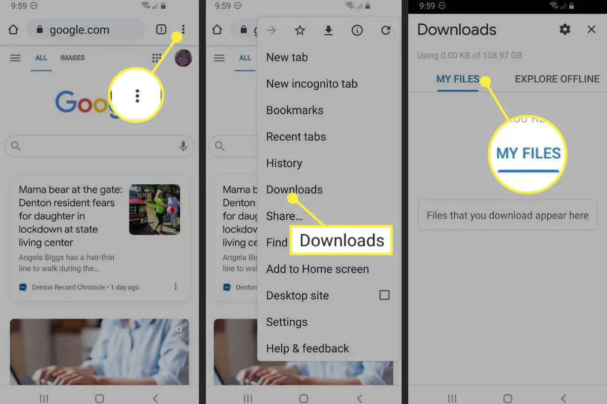 Downloads in Chrome voor Android