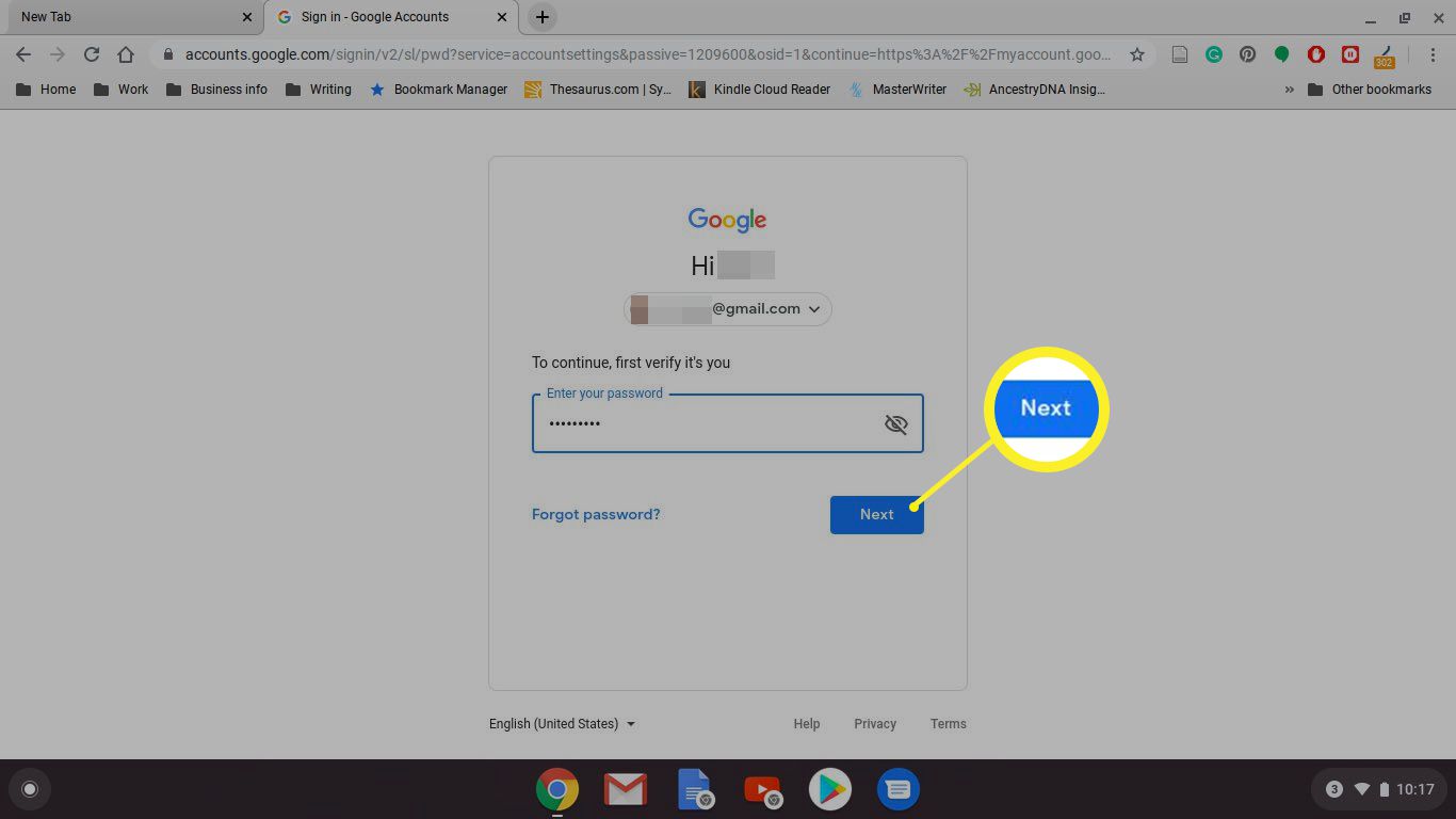 Wachtwoord verifiëren in Google Chrome voor Chromebook