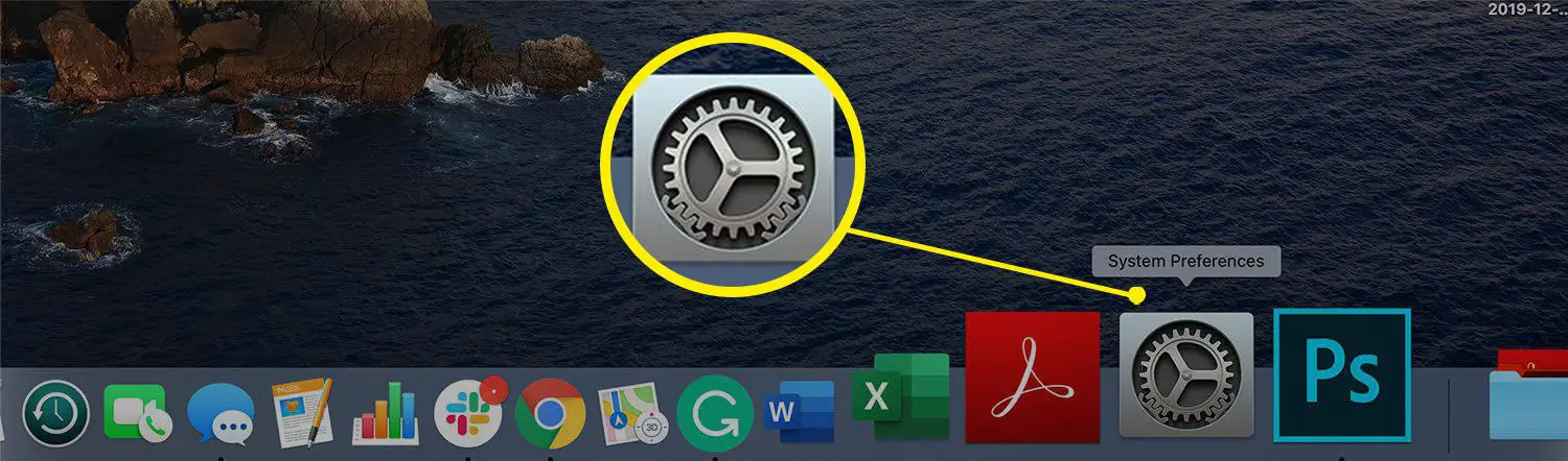 Pictogram Systeemvoorkeuren in het Mac Dock