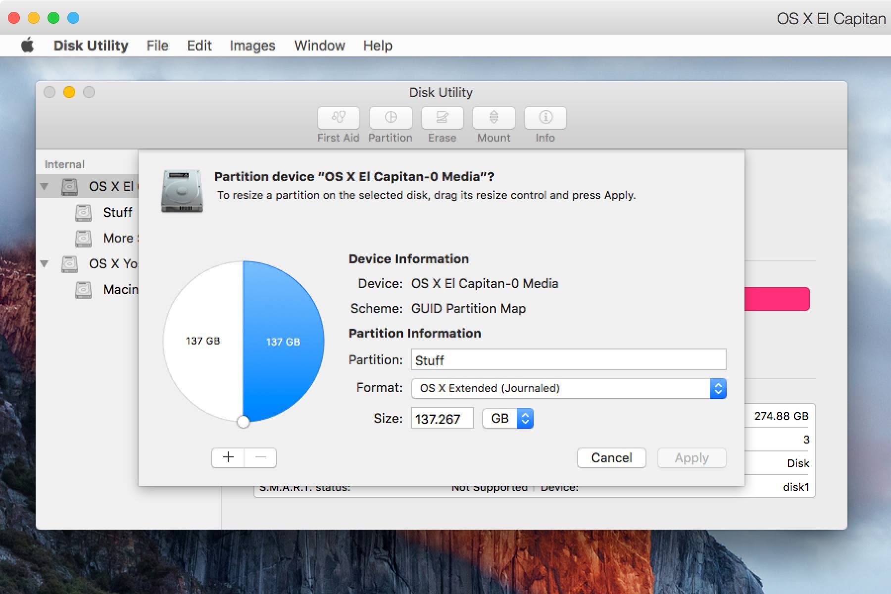 Schijfhulpprogramma partitioneren OS X El Capitan