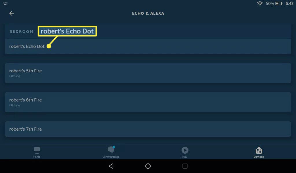 Echo Dot op de Alexa-app