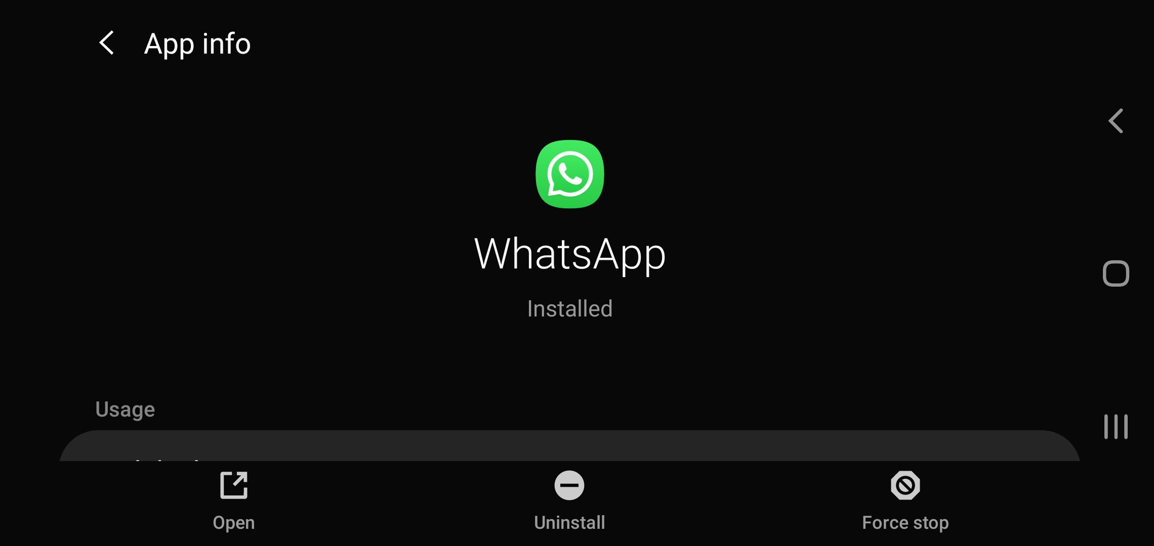 Screenshot van het verwijderen van WhatsApp