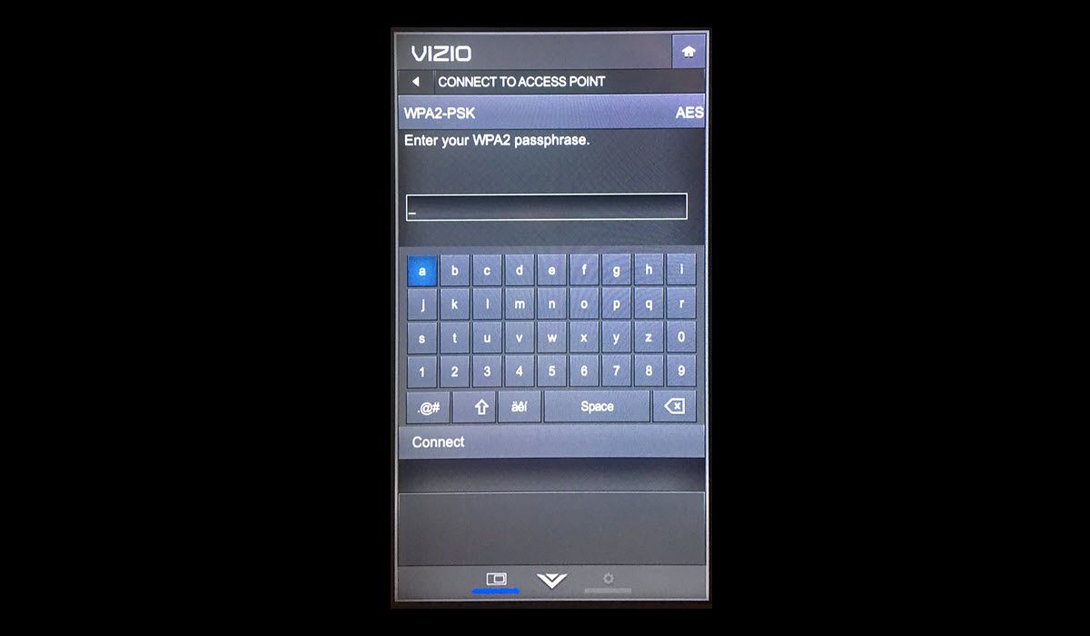 Vizio TV online toetsenbord voor het invoeren van wifi-wachtwoord