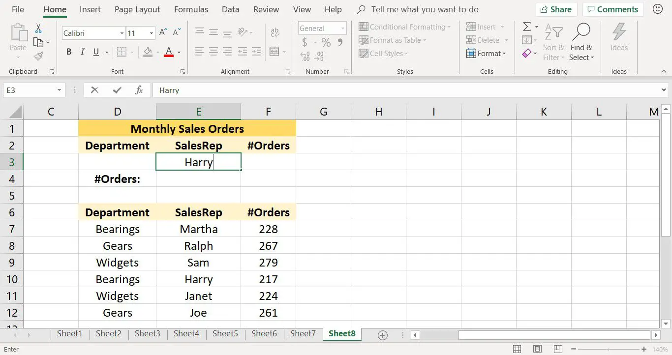 Een screenshot met de criteria die zijn ingesteld voor de DGET-functie in Excel