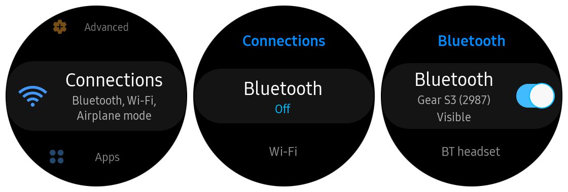 Samsung Gear S3 bluetooth-instellingen