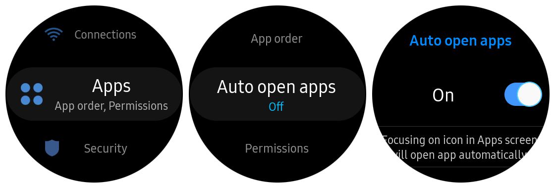 Samsung Gear S3 automatisch geopende apps