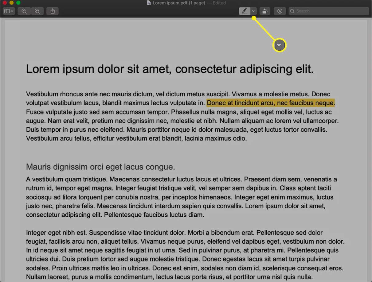 Pijl naast markeerstift in macOS Preview