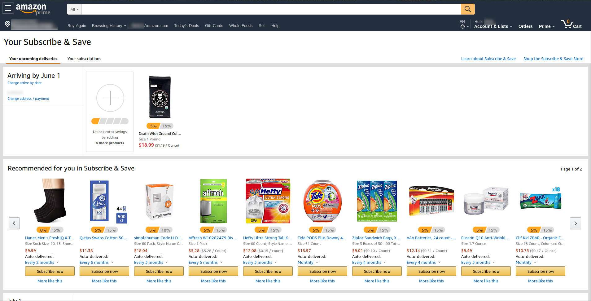 Amazon Abonneren & Instellingen opslaan