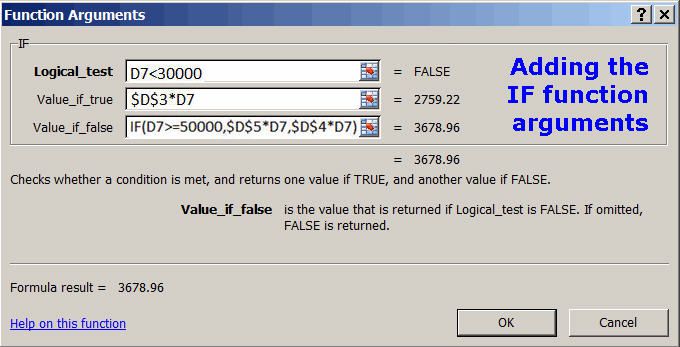 De argumenten toevoegen aan de Excel IF-functie